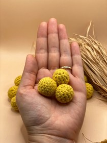 Resim Fiolimore 20 mm Sarı Örme Boncuk (5 Adet) Örgü Tasarım Emzik Zinciri Malzeme 