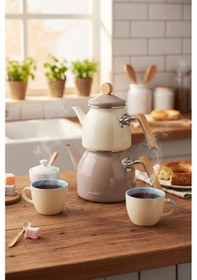 Resim Bambum Nostalji - Ahşap Kulplu Çaydanlık Takımı Toprak Diğer 