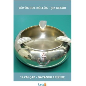 Resim Büyük Boy Pirinç Küllük 12 Cm Şık Tasarım 