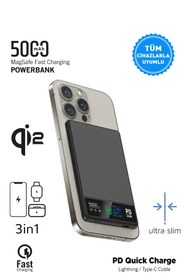 Resim İntouch Magsafe QI2 Pd Quick Ultra Slim Powerbank 5000mAh TFT Smart Ekran Premium Hızlı Taşınabilir Batarya 