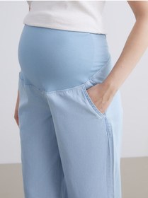 Resim LC Waikiki Indigo Karın Panelli Wideleg Hamile Jean Pantolon 