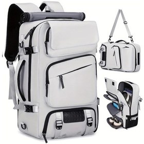 Resim Fochsia Gümüş Gri 17.3 İnç Erkek Seyahat Sırt Çantası Büyük Kapasiteli Ayakkabı Bölmeli Hiking Bagaj. Diğer 