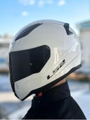 Resim Ls2 Rapid 2 Beyaz Kask Siyah Vizörlü 