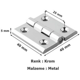 Resim Dolap Kabin Menteşesi Metal 4 Cm Krom Krom 
