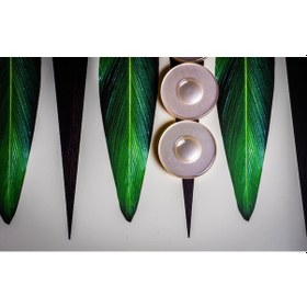 Resim Kayıgo Tavla Yeşil Yaprak Desenli 