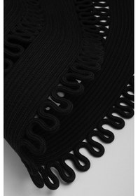 Resim Reygon Ege 21 Siyah Daire Dekoratif El Örgüsü Kilim Yolluk Halı Siyah 