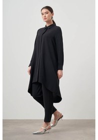 Resim Mizalle Beli Lastikli Dar Paça Siyah Pantolon Siyah 