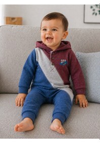 Resim Babyhola Erkek Bebek Kapşonlu Tulum Çıtçıt Kapamalı Kalın Tulum 12643 Bordo 