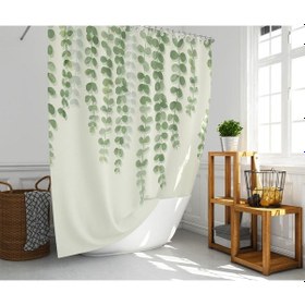 Resim Banyo Perdesi 1x180x200 Tek Kanat Duş Perdesi Halka Hediyeli Duşakabin Perdesi Ivy Çok Renkli 
