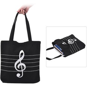 Resim Reedark Müzik Notalı Yıkanabilir Kanvas Çanta - Pratik Alışveriş Ve Günlük Kullanım 37x35.5cm Çok Renkli 