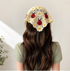 Resim synshop Uğur Böceği Ayçiçek Örgü Bandana Saç Bandı Kadın Genç Kız Çocuk Yazlık Bohem Vintage Kore Tarzı 