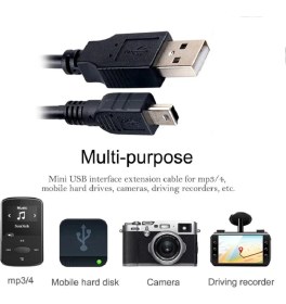 Resim Derwell 3 Metre 3m Mini USB To USB Data Şarj Kablosu Kamera Mp3 Mp4 Ps3 Radyo Navigasyon Şarj Kablosu Piramit Uç 