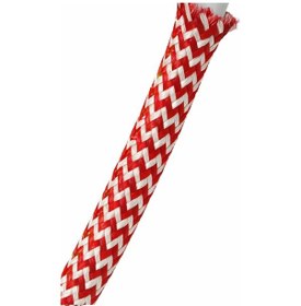 Resim E27 Duy, Kumaş Örgü Kablolu, Arapuar Anahtarlı Fiş 2x0,50 Kırmızı-beyaz Zigzag 2 Metre 