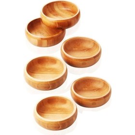 Resim Bambu Yuvarlak 6 Lı Lüks Çerezlik 9,5 X 3 Cm Ahşap 