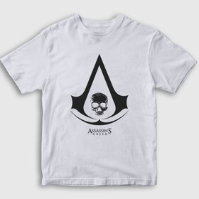 Resim Unisex Çocuk Beyaz Skull Assassin's Creed T-Shirt 