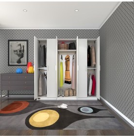 Resim Kenzlife Gardırop 6 Kapaklı Kapılı Anemon 180 180 42 Byz Gardolap Dolap 