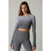 Resim Maraton SlimFit Kadın Bisiklet Yaka Uzun Kol Siyah Crop Top 816020 