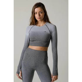 Resim Maraton SlimFit Kadın Bisiklet Yaka Uzun Kol Siyah Crop Top 816020 