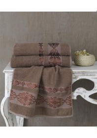 Resim Cotton Jakarlı Rebeka Desenli El Havlusu 50x90 Altın 