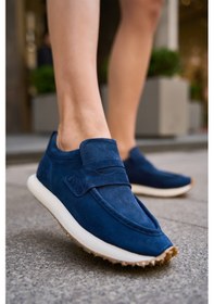 Resim Troy Unisex Lacivert Gerçek Süet Deri Sneaker Lacivert 