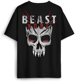 Resim Beast Mode Gym Spor Workout Baskılı Oversize T-shirt Siyah Unisex Tişört 