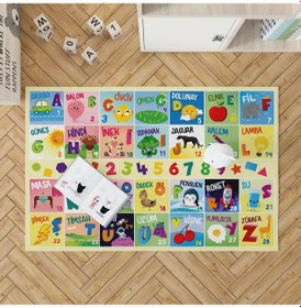 Resim Kelime Öğretici Oyun Matı - Bebek Oyun Halısı 