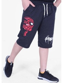 Resim Markahit Spiderman Baskılı Yüksel Bel Cepli Erkek Çocuk Siyah Kapri Şort Antrasit 