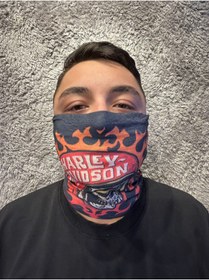 Resim Gölge Store Ateşli Kask Baskılı Motorcu Buff Maske Boyunluk Unisex Bandana 