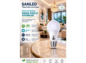 Resim ŞANLED 10W Tasarruflu Beyaz Renk LED Ampul-6 Adettir 