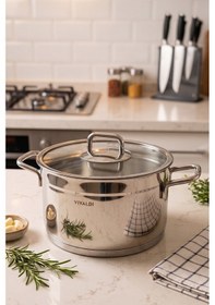 Resim Gökdil Rosso 22cm Derin Tencere Metal 5litre Gri 