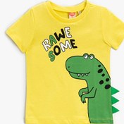 Resim Koton Erkek Bebek Dinozor Baskılı Kısa Kollu Sarı Tişört 2ymb18882ok 