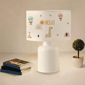 Resim Kumaş Baskılı Hello Friends Çocuk Odası Abajur Lamba | ByLamp 