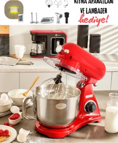 Resim Karaca 2in1 FULL DÖKÜM Hamur Yoğurma Kıyma Çekme 1800W Güç 6,2 LT Geniş Hacimli Mutfak Şefi,Lambader Hediye 