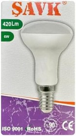 Resim Şavk 6W LED R50 Ampul, E14 Duylu, Beyaz Işık (6500K), 420Lm, 8 Adet 