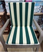 Resim 1 Adet Komutan Arkalıklı Sandalye Minderi, Bahçe Sandalye Minderi Ekru - Yeşil 