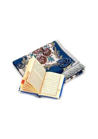 Resim Kadife Keseli Lüks Seccade Seti - Lacivert Renk 