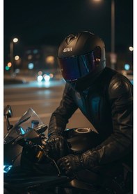 Resim Gıvı 50.x Mat Siyah 1 Renkli 1 Şeffaf Vizörlü Motosiklet Kask İridyum Vizör + Şeffaf 
