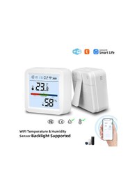 Resim Yifomall Akıllı Wifi Termometre Higrometre - Gerçek Zamanlı Sıcaklık Ve Nem Ölçer, Lcd Ekranlı, Ty Uygulama Uyumlu 