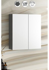 Resim Çiğdem 55 Cm Antrasit Gri Mat Mdf Aynalı Asma Banyo Üst Dolabı Antrasit - Gri 