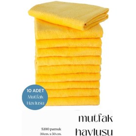 Resim 10 Adet Mutfak Havlusu El Yüz Havlusu Sarı 