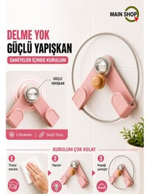 Resim Mainshop 1 Adet Duvara Monte Tencere Kapağı Tutucu,delme Gerektirmez ,mutfak Tencere Kapağı Düzenleme M-56 Pembe 