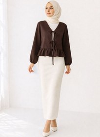 Resim CNG MODA Önü Bağlamalı Fırfırlı Kimono Gömlek 