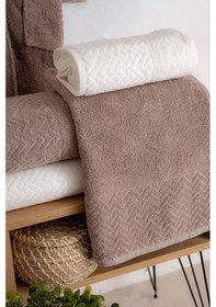 Resim Oznhome Krem-kahve Çift Kişilik 6 Parça Bornoz Seti Kahve-krem 