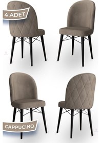 Resim Canisa Bika Serisi 4 Adet Cappucino Mutfak Sandalyesi Siyah Gürgen Ayaklı 1. Sınıf Babyface Kumaş Sandalye Cappucino Ayaklar Siyah 