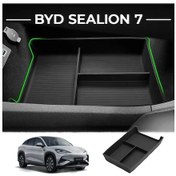 Resim Honeybeeshop Byd Sealion 7 Merkezi Konsol Alt Silikon Depo Kabı Siyah Araç Organizasyonu 