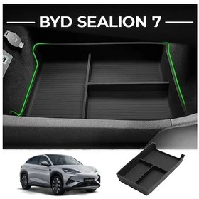 Resim Honeybeeshop Byd Sealion 7 Merkezi Konsol Alt Silikon Depo Kabı Siyah Araç Organizasyonu 