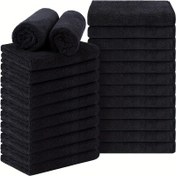 Resim 6'lı Ultra Yumuşak Mikrofiber Yüz Havluları - Tekrar Kullanılabilir Makyaj Temizleme Bezleri, 30.48x30.48 cm, Siyah 