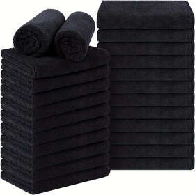 Resim 6'lı Ultra Yumuşak Mikrofiber Yüz Havluları - Tekrar Kullanılabilir Makyaj Temizleme Bezleri, 30.48x30.48 cm, Siyah 