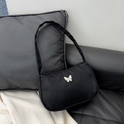 Resim Kadınlar için Naylon Rahat El Çantası, Hafif Messenger El Çantası, Ayarlanabilir Askı, Püskül Süslemesi, Fermuar Kapatma, Polyester Astarlı Kavram - Siyah 