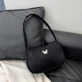 Resim Kadınlar için Naylon Rahat El Çantası, Hafif Messenger El Çantası, Ayarlanabilir Askı, Püskül Süslemesi, Fermuar Kapatma, Polyester Astarlı Kavram - Siyah 